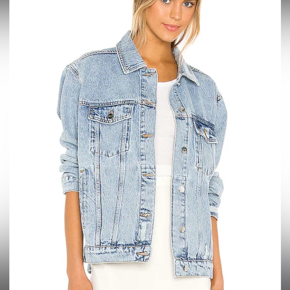 Anine Bing Rory Denim Jacket in Vintage Blue.  Size L.